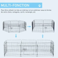 PawHut Parc enclos chiots animaux domestiques pour chiens lapins rongeurs petits animaux intérieur et extérieur diamètre 180 cm 8 panneaux 71 x 61 cm noir(m-4)