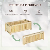 Outsunny Fioriera in Legno Pieghevole da Esterno con Base Drenante, 70x30x25cm(m-4)