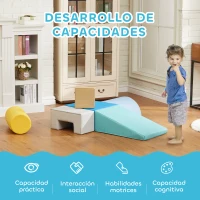 AIYAPLAY Juego de 4 Bloques Psicomotricidad para Niños Juguete para Aprendizaje para Escalar y Gatear Multicolor(m-5)