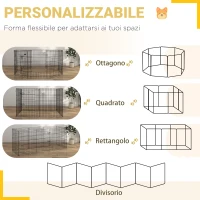 PawHut Recinto per Cani e Cuccioli, Box per Animali da 8 Pezzi in Filo di Ferro, 76 x 61cm Nero(m-4)