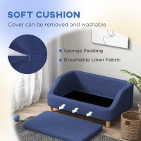PawHut Dog Sofa, pet Bed, with Soft Cushion, Washable Cover, for Small, Medium & Large Dogs - Blue(m-6)