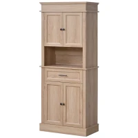 HOMCOM Buffet de cuisine armoire de cuisine multi-rangements 2 placards 2 portes tiroir niche MDF panneaux particules E1 chêne clair(m-10)