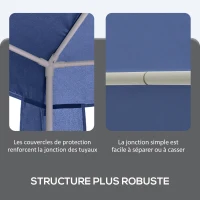 Outsunny Tonnelle barnum tente de réception hexagonale 10 m² style cosy métal polyester bleu blanc(m-5)
