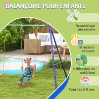 Outsunny Balançoire portique balançoire pour enfants avec 2 siège de balançoire structure en métal charge max. 90 kg multicolore(m-7)