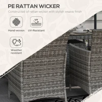 Outsunny 7 Pieces Outdoor Rattan Garden Furniture with Fire Pit Table, 6 Seater Garden Table and Chairs with Cushions, Rattan Dining Set with Propane Heater Table, Windscreen, 50,000 BTU, Grey(m-4)