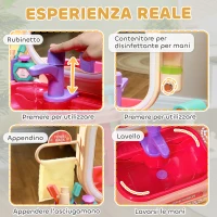 AIYAPLAY Tavolo Toeletta per Bambine 3-6 Anni con Specchio in Acrilico e Rubinetto, in PP e GPPS, 55x29x71 cm, Rosa(m-5)