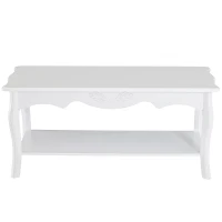 HOMCOM Mesa de Centro de Salón y Comedor de Estilo Elegante tipo Mesita de Café Auxiliar con Estantería color Blanco 94x44x42cm HOMCOM(m-10)