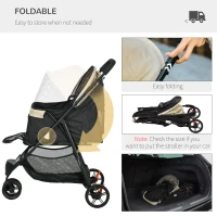 PawHut Foldable Pet Stroller w/ Rain Cover, for XS Dogs, S Dogs - Khaki(m-5)