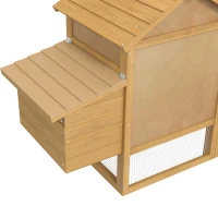 PawHut Gallinero de Madera para Exterior Jaula para 2-3 Gallineras con 2 Corrales de Alambre Techo Abrible Caja Nido Bandeja Extraíble y Rampa 150,5x54x87 cm Natural(m-9)