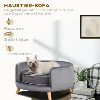 PawHut Hundesofa, weiches Sitzkissen, abnehmbarer Bezug, für Hunde bis 10 kg, grau, 68 x 68 x 35cm(m-6)
