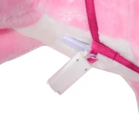 HOMCOM Baby Rocking Horse Plush Ride on Animals Rocker with Sound Handle Grip for Kids 3-6 Years - Pink(m-9)