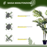 Outsunny Pianta Finta Palma Artificiale in Vaso da 150cm per Interni ed Esterni(m-6)