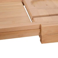 HOMCOM Pont tablette plateau de baignoire avec support de maintien rétractable 74-108L x 23l cm bambou(m-7)