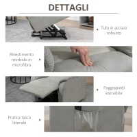 HOMCOM Poltrona Alzapersona Reclinabile 150° max con Telecomando e Poggiapiedi, 75x93x110 cm, Grigio(m-4)