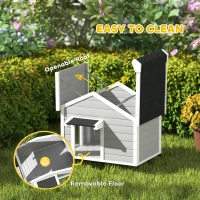 PawHut Wooden Dog House Outdoor with Openable Roof, Removable Floor, Curtain, Elevated Feet, for Medium Dogs, Light Grey(m-6)