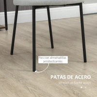 HOMCOM Juego de 2 Sillas de Comedor con Respaldo y Patas de Acero para Salón Cocina Carga 120 kg 46x59x82 cm Gris Claro(m-6)
