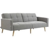 HOMCOM Divano Letto Matrimoniale con Tessuto Traspirante Effetto Lino e Schienale Regolabile, 205x88x80 cm, Grigio(m-10)