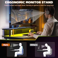 HOMCOM Two-Level LED Gaming Desk - Black(m-6)