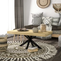 HOMCOM Table Basse rectangulaire table d'appoint Style Industriel en métal Noir et Plateau aspect Bois - dim. 110 x 60 x 45cm(m-8)