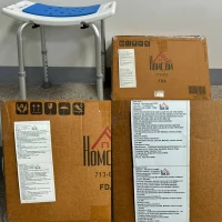 HOMCOM Sgabello per Doccia da Bagno in Lega di Alluminio e Plastica Antiscivolo, Altezza Regolabile 6 Livelli 39-52cm(m-9)