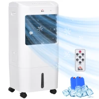 HOMCOM Enfriador de Aire con 3 Velocidades Temporizador 7,5h Tanque de Agua 15L Apto para 15-20 ㎡ 37x32x78 cm Blanco(m-1)