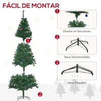 HOMCOM Árbol de Navidad Artificial 210 cm con 1036 Ramas Adornos Piñas Decoración Navideña para Interiores Verde(m-7)