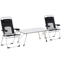 Outsunny 3 Piece Folding Camping Table and Chairs Set, Backpacking Chairs with Portable Table(m-1)