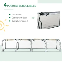 Outsunny Invernadero para Jardín Terraza 395x100x80 cm para Cultivo de Plantas Tipo Túnel Marco Acero y PVC Transparente y Verde(m-4)