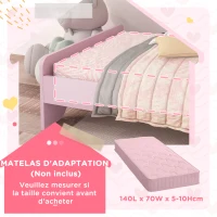 ZONEKIZ Lit pour enfants de 3 à 6 ans 143 x 74 x 55 cm design nuage sommier à lattes inclus chambre moderne rose(m-7)