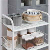 HOMCOM Estante de Cocina con Ruedas Carro de Almacenamiento de 4 Niveles para Cocina Baño Salón 42x34x114,5 cm Blanco(m-7)