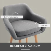 HOMCOM 2er-Set Barhocker, inkl. Fußstütze, Massivholz, 55 cm x 48c m x 100 cm,  Grau(m-5)