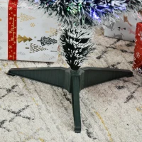 HOMCOM 3ft Artificial Prelit Christmas Tree, Snow Xmas Tree with Colourful LED Lighting Fiber Optics, Green White(m-8)