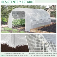 Outsunny Invernadero de Túnel Invernadero de Jardín 4x3x2 m con Puerta y 8 Ventanas Enrollables para Cultivos Plantas Blanco(m-6)