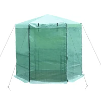 Outsunny Gewächshaus Treibhaus mit Regalböden, Reißverschluss Tomatenhaus Pflanzenhaus Frühbeet, Metallrahmen, 228 x 196 x 215 cm, Grün(m-10)