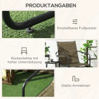 Outsunny Gartenstuhl, 2er-Set, atmungsaktiver Bezug, robuster Metallrahmen, 54x66,5x88cm, Schwarz/Braun(m-6)