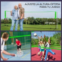 SPORTNOW Red con Soporte con 2 Raquetas y 3 Volantes de Bádminton y 2 Palas y 2 Bolas de Pickleball y Pelota de Voleibol(m-5)