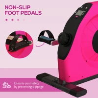 SPORTNOW Mini Exercise Bike, Portable Pedal Exerciser with LCD Display for Legs, Arms, Rehabilitation, Therapy, Pink(m-7)