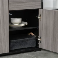 HOMCOM Aufbewahrungsschrank mit 2 Schubladen, 2 Türen, mit Kippschutz, für Wohnzimmer, Schlafzimmer, 79 x 36 x 74 cm, Hellgrau(m-9)