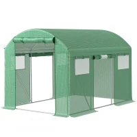 Outsunny 9.8 x 6.6ft Walk-In Polytunnel Greenhouse - Green(m-11)