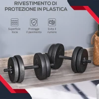 HOMCOM Set Manubri Palestra 20kg (4x2.5kg, 4x2kg) con 8 Dischi da 2kg, 2.5kg, Ø25mm, per Allenamento a Casa(m-6)