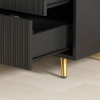 HOMCOM Elegant Four-Drawer Bedside Table - Black(m-9)