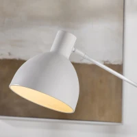 HOMCOM Lámpara de Pie para Salón con Brazo Oscilante Altura Ajustable y Pantalla Giratorio 90° Ø30x131-155 cm Blanco(m-9)