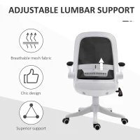 Vinsetto Swivel Office Chair Breathable Fabric Study Computer Chair with Flip-Up Arm for Home, Black(m-6)