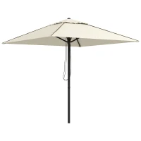 Outsunny 215cm Square Canopy Parasol, with Contrast Piping - Beige/Brown(m-1)