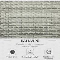 Outsunny Set da Giardino 4pz in Rattan Grigio con Tavolo ad Altezza Regolabile, 2 Poltrone Reclinabili e Divano 2 Posti(m-5)