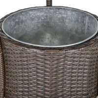 Outsunny Set 5 Pezzi Tavolino con 4 Sedie da Giardino Alte in Rattan Sintetico con Secchiello per Ghiaccio, Marrone(m-8)