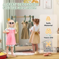 AIYAPLAY Kids Clothes Rail with 3Hangers, Bottom Storage Shelf for Girls, Boys, Nursery, Bedroom, Green(m-7)