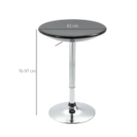 HOMCOM Tavolo Rotondo da Bar con Piano Girevole, Altezza Regolabile con Leva a Gas e Base in Acciaio, Φ61x76-97cm, Nero(m-3)