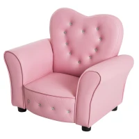 HOMCOM Kindersessel Kindersofa, massiven Holzfüßen Sessel aus Schaumstoff Kinderstuhl für Kinderzimmer, Spielzimmer, 59 x 41,5 x 49 cm, für Kinder 1,5-3 Jahre Rosa(m-10)