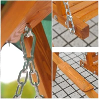 Outsunny Balancelle de Jardin 3 Places Toit imperméabilisé 2 tablettes Support 1,9L x 1,3l x 1,85H m Charge Max. 360 Kg Bois de pin Vert(m-7)